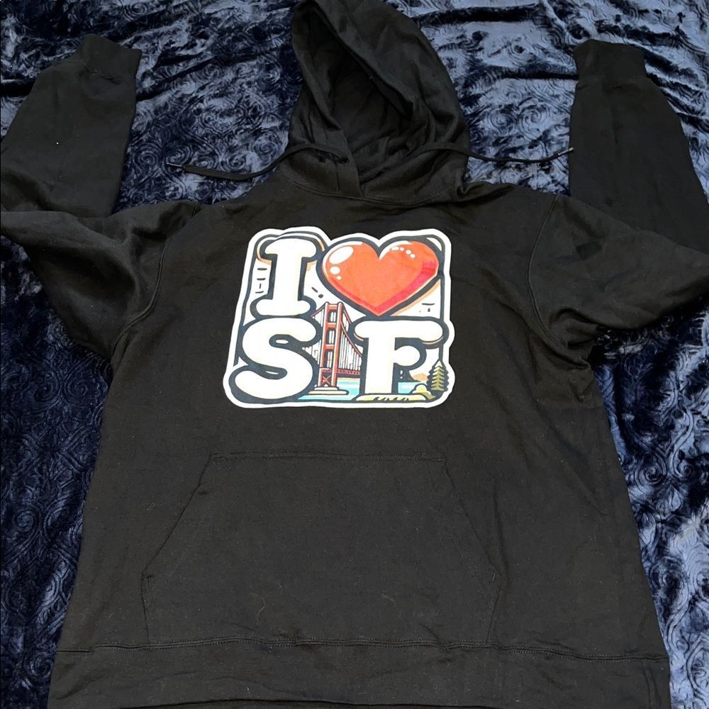 I Love San Francisco Souvenir Black Hoodie (Men’s L)